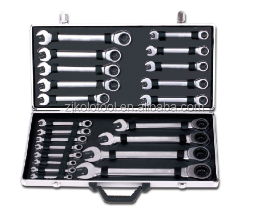 22pcs kraft werk ratchet combination ratchet wrench spanner set in alu case