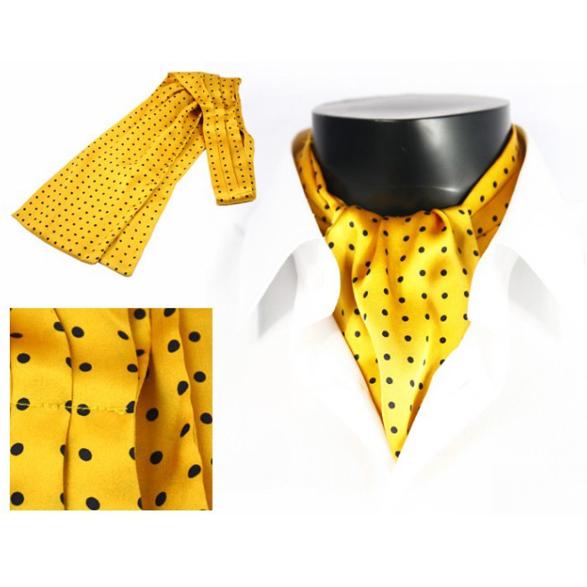 Fashionable Dotted 100% Silk Ascot Neck Tie