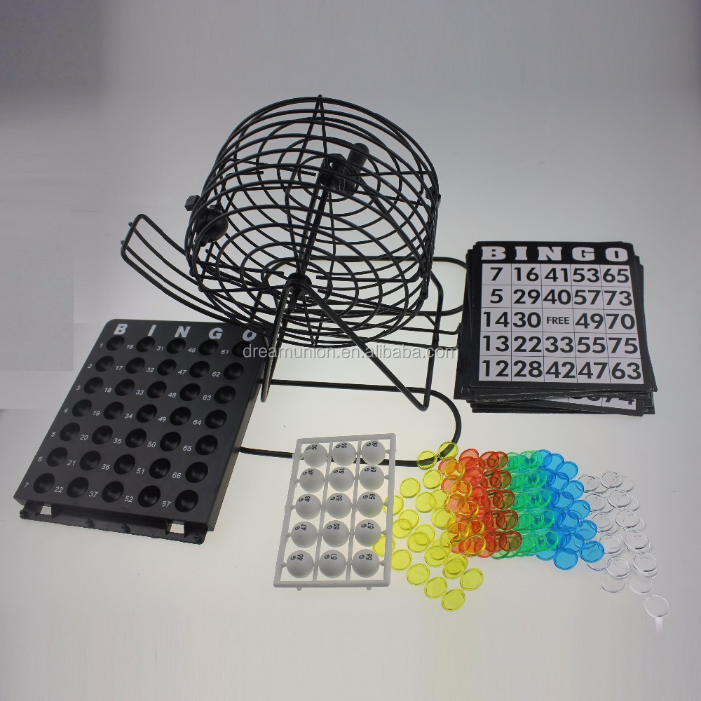 Набор игр для игр в Бинго Deluxe Wire Metal Cage, 75 мячей, 18 вращающихся карт, 150 маркеров!