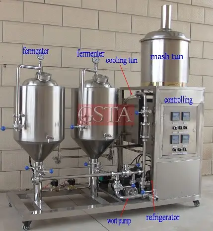 50L small all-in-one beer brewey plant equipment for restaurant beer brewing machine