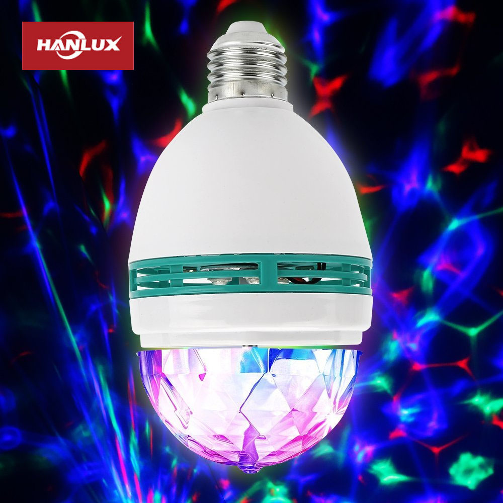 Рождественская лампа 3 Вт E27 RGB светодиодная цветная лампа вращающаяся светодиодная Хрустальная волшебная лампа