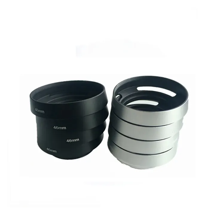 Оптовая продажа Высокое качество профессиональный черный, серебристый металл DSLR камера бленда