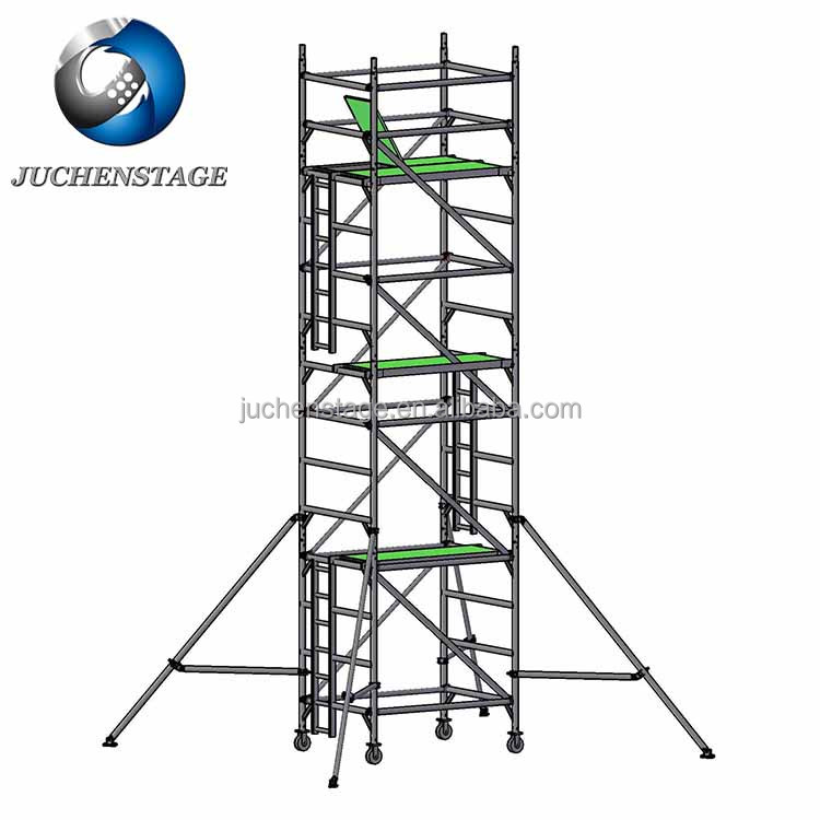 1500KG Loading Capacity Mobile Frame Brace Ladders Aluminum Scaffold Stairs Construction Scaffolding With Boards
