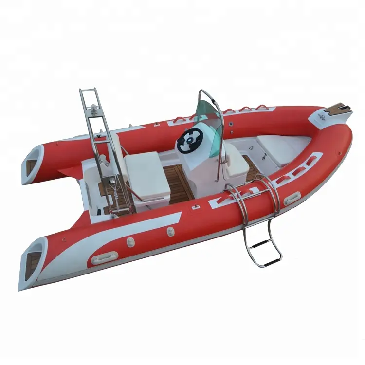 CE Certificate 4.2m outboard engine hypalon material fiberglass hull remote control rib boat