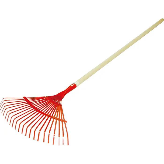 71345 22T leaf rake with long wooden handle