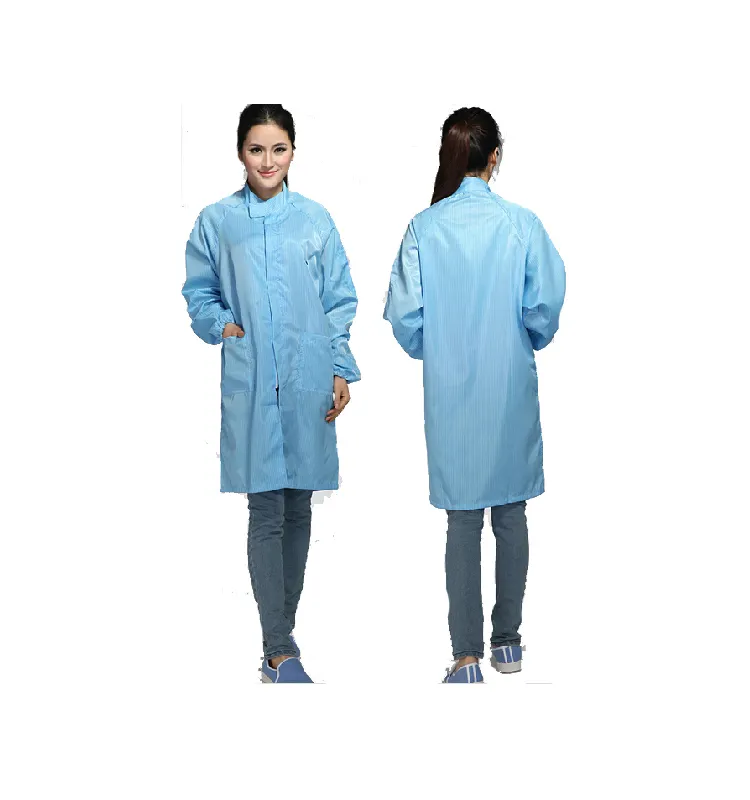 Чистая комната Синяя Антистатическая одежда Униформа ESD Smock с молнией