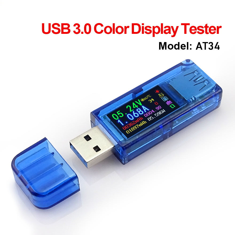 RD AT34 USB 3,0 тестер постоянного напряжения тока Вольтметр Амперметр цветной ЖК-дисплей зарядное устройство для аккумулятора внешний аккумулятор USB измеритель