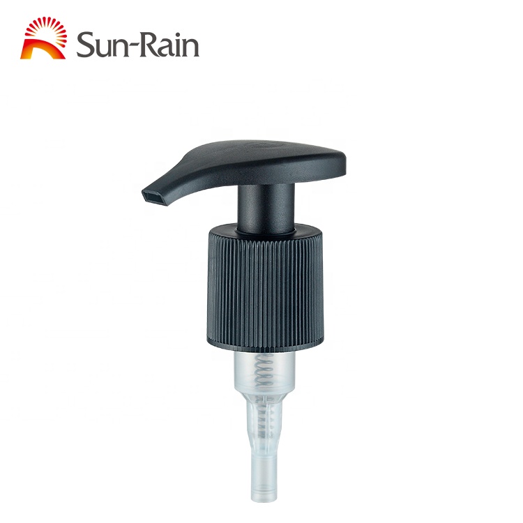 Standard plastic empty cosmetic 28mm black plastic lotion pump for sanitizer