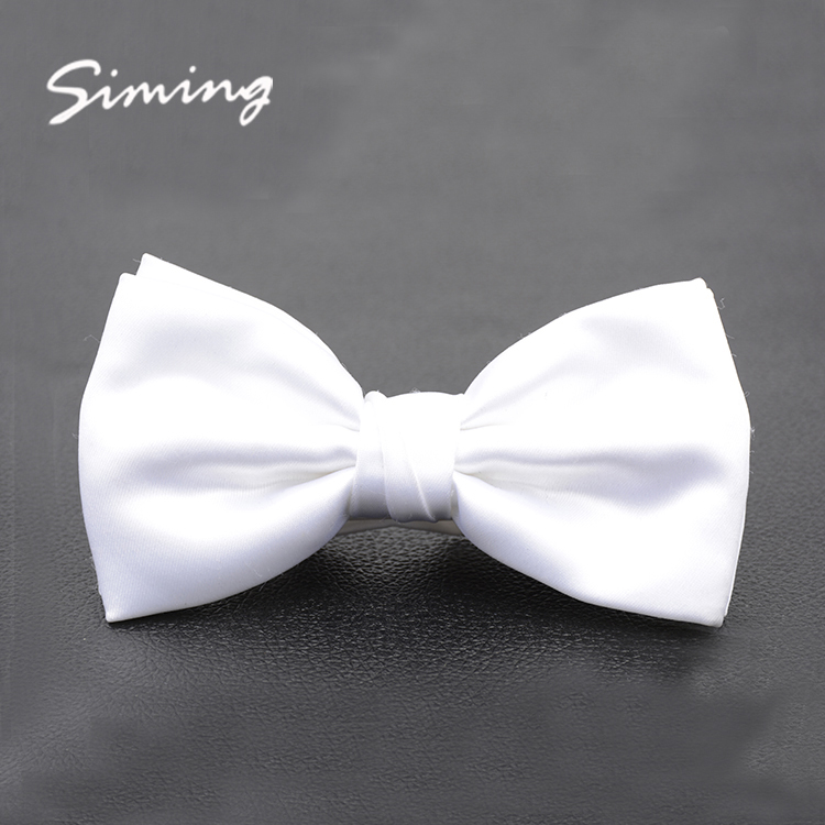 Factory customized party wedding casual exquisite mens solid adult bow tie white polyester