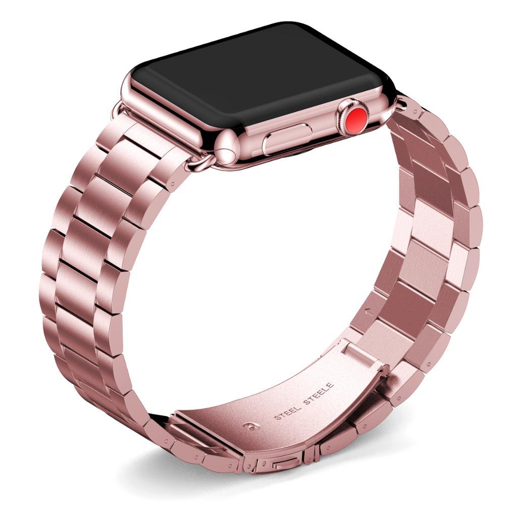 Ремешок из нержавеющей стали для часов Apple Watch, ремешок, звеньевой браслет 38 мм 42 мм, классический замок с адаптером