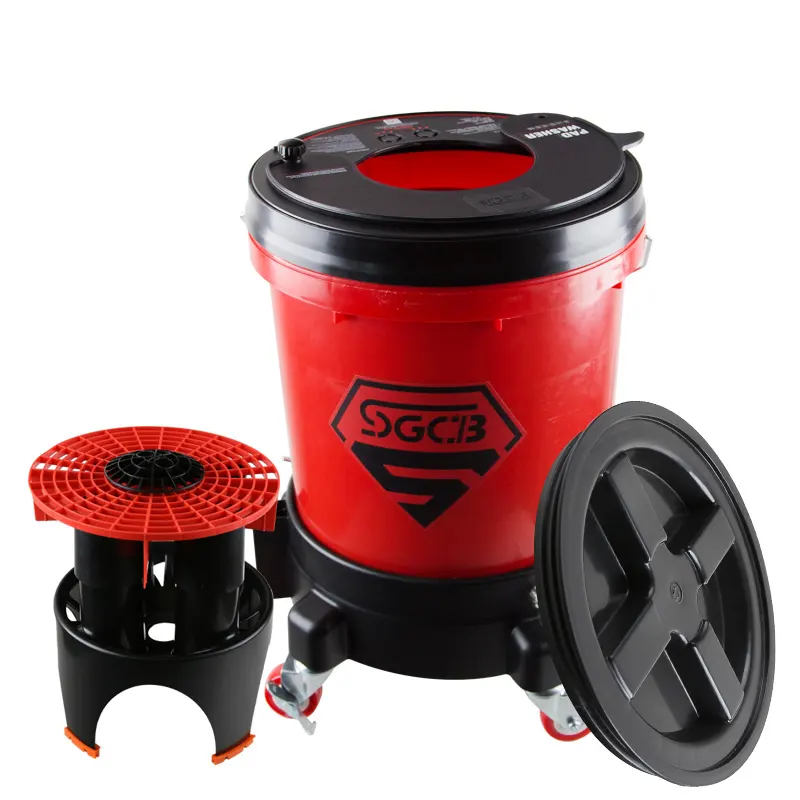 SGCB 2 Buckets Method for Car Wash with Grit Guard Caster Base