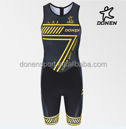 Профессиональный слитный костюм Donen Trisuit без рукавов/Одежда для триатлона (молния сзади)