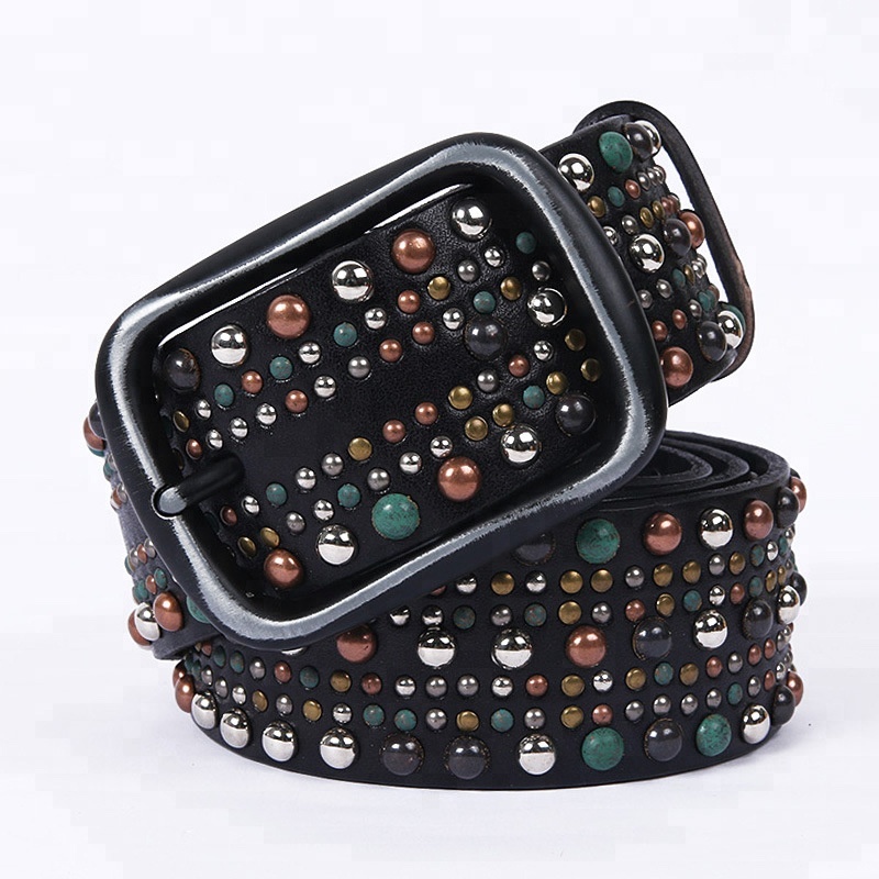 Customized Modern Fashion Woman Rhinestone Belt Velvet Beads Studded Wide Waist Belt for Ladies