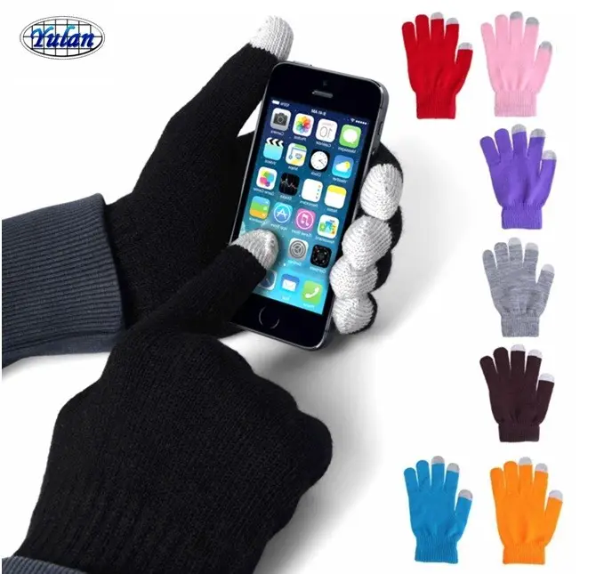 Wholesale Customize Knitted For Smart Phone Winter Softtextile Cotton Touch Screens Touch Gloves