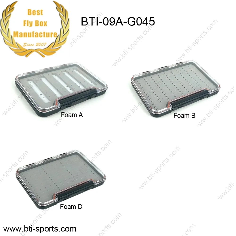 Wholesale medium size multi foams anti-friction super slim 100% waterproof plastic fly fishing tackle box(B15)