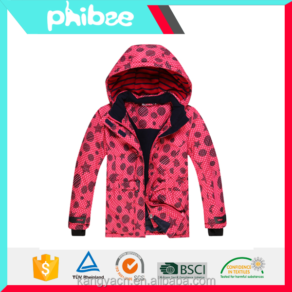 2015 Phibee лыжный снег куртки дети зимняя куртка девушки