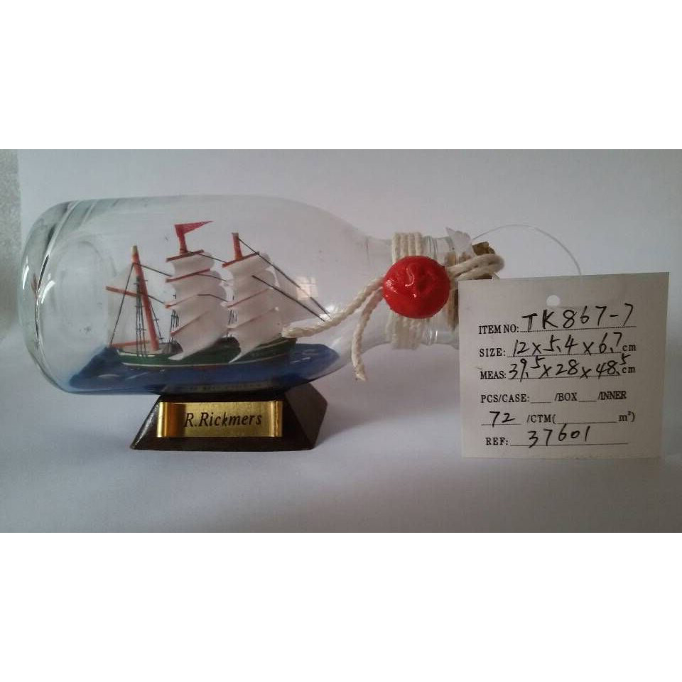 Ship in bottle,Glass Bottle ships,(12x5.4x6.7cm),Nautical Drift bottles