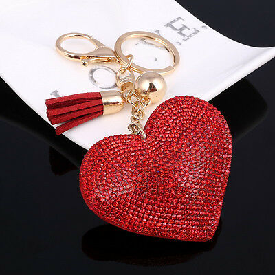 Кристалл Rhinestone синий и красный любовь сердце Брелоки Брелок BD1909