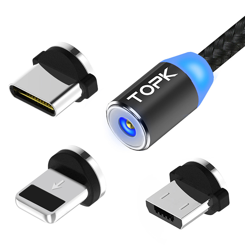 Бесплатная доставка TOPK AM23 1 M LED 3 в 1 Магнитный USB кабель