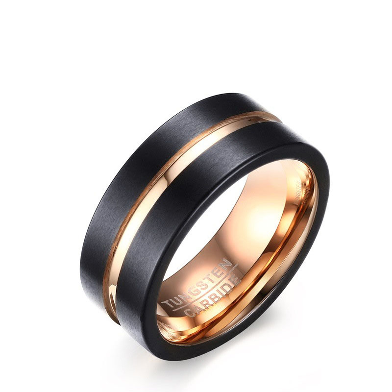 creative black tungsten carbide ring rose gold plated spacer ring