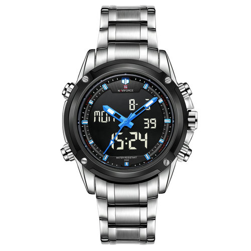 NAVIFORCE 9050 роскошные мужские модные деловые мужские кварцевые цифровые часы Аналоговые светодио дный спортивные военные наручные часы Relogio Masculino