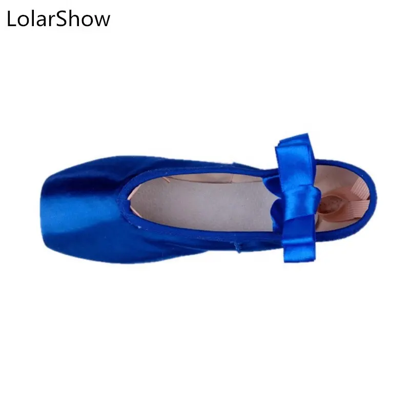 Satin Ballet Shoes Leather Sole Dance Women Blue Ballet Shoes Spot For Sale