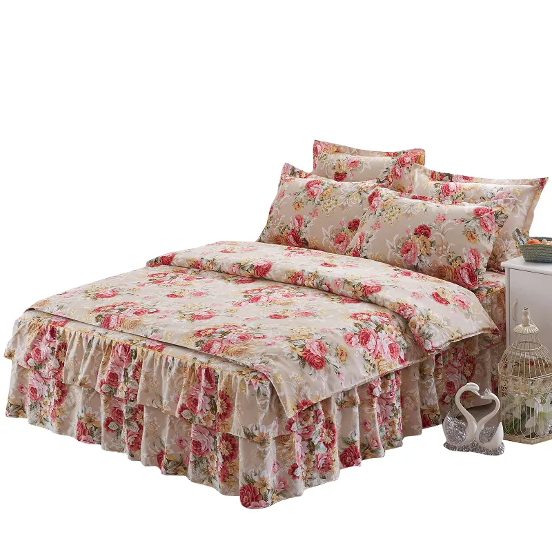 New design of reactive printing double bed skirt set of four