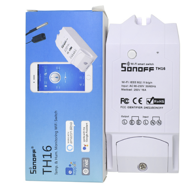 Умный Wifi переключатель Sonoff TH16, контроль температуры и влажности, умный переключатель, домашняя Автоматизация, набор, работает с Alexa Google Home