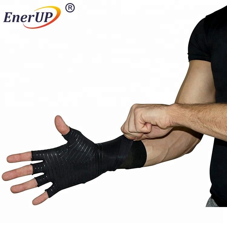 Copper nylon compression fingerless gloves