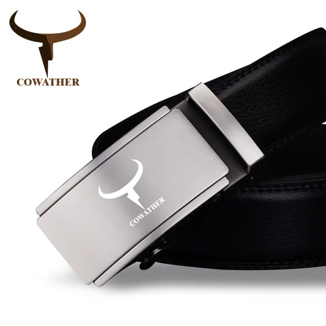 COWATHER Fashion Top Quality male cow genuine leather belts for men new alloy automatic strap causal style original