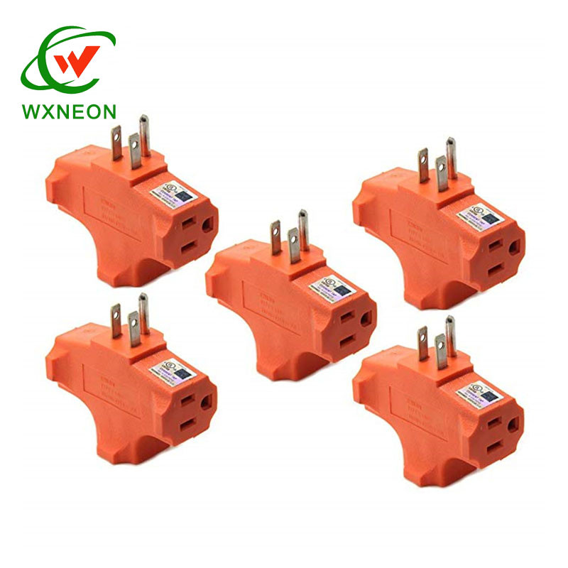 Orange 3 Prong T Shape Home Use Plastic Electrical Plug