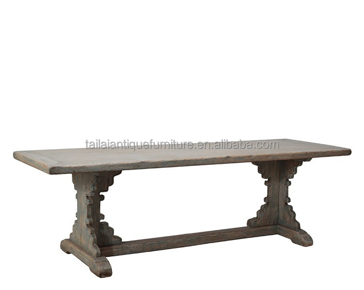 French furniture reclaimed solid wood dining table European classic reproduction