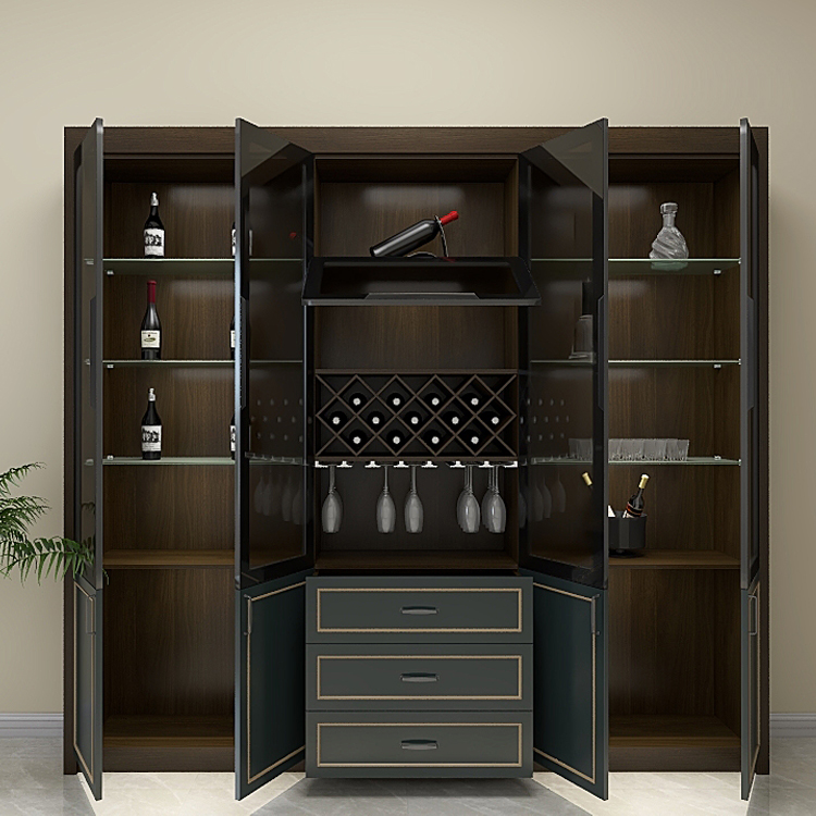 Custom Modern Design Wooden Wine Cabinet In Dining Room