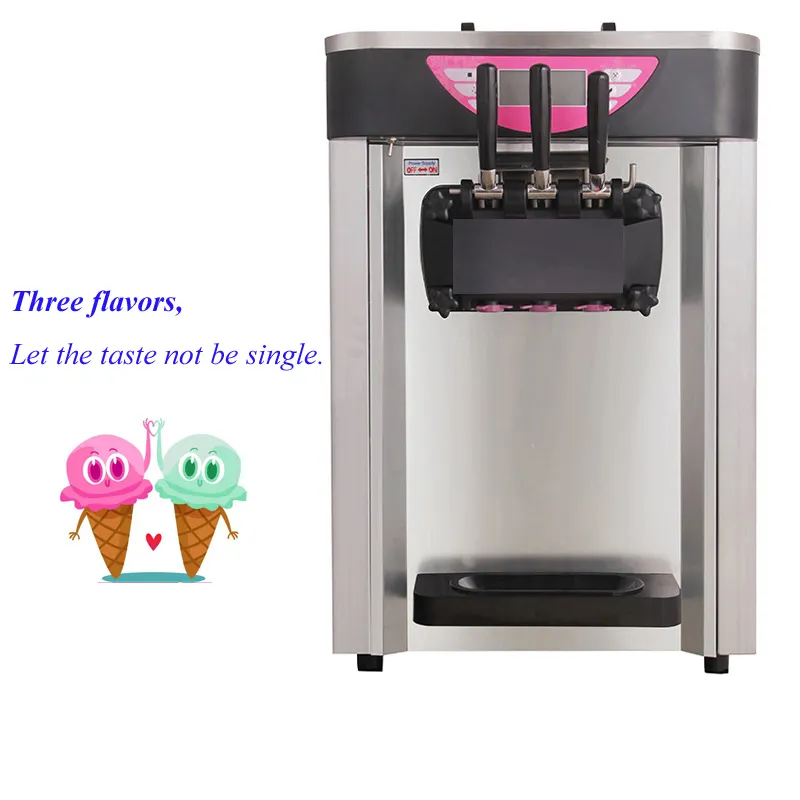 24-30L Countertop Stainless Steel Commercial220v 50Hz Electric 3 Flavor Soft Ice Cream Maker Machine