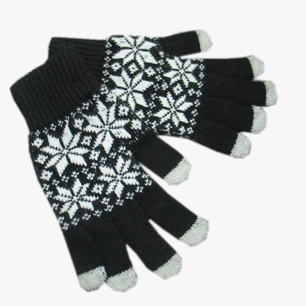 Jacquard acrylic knit magic glove with smart screen touch finger