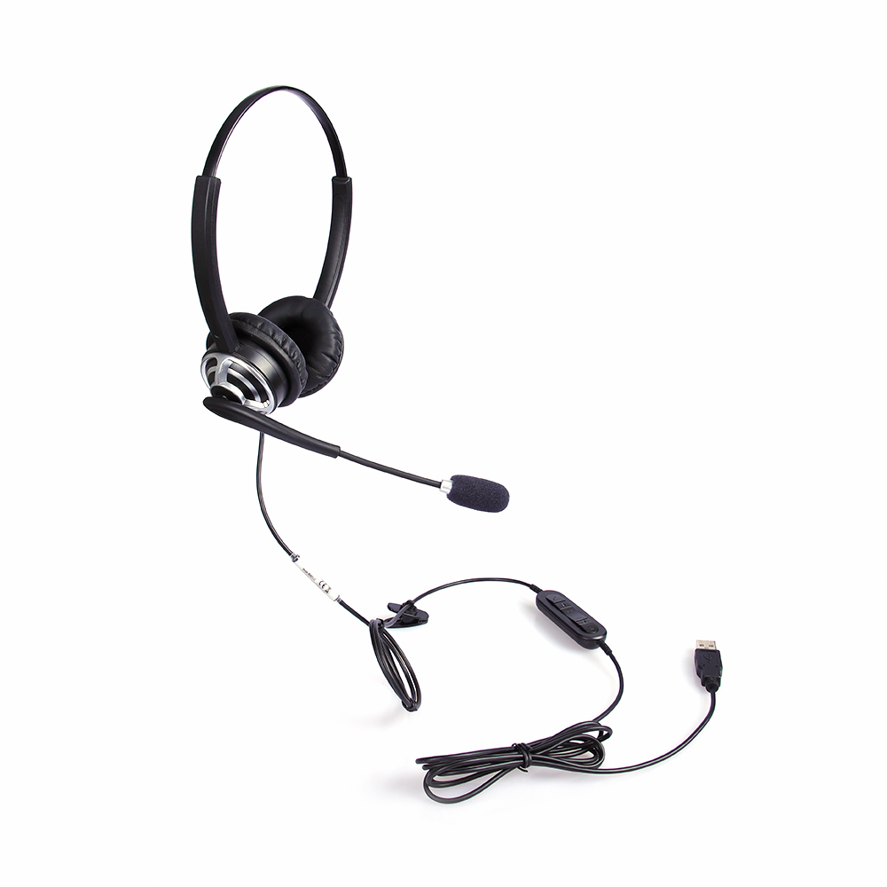 Binaural USB call center гарнитура с шумоподавлением микрофон совместим с Skype, Lync