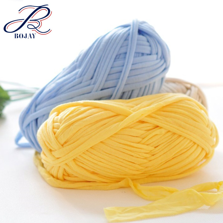 Fancy knitting and crochet 100% polyester t shirt yarn for handbag knitting zapegetti spaghetti yarn for wholesale