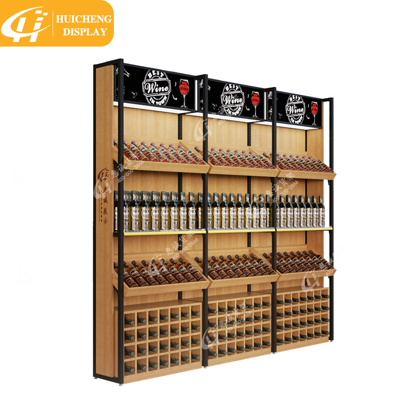 Wholesale Wooden Wine display rack shelf Bar Wine Display Cabinet wine shelf wood