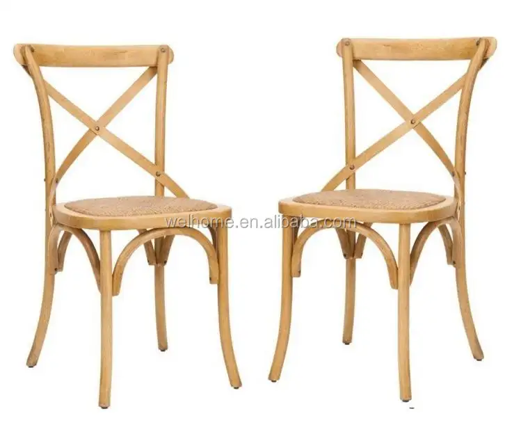 Durable bistro solid wood cross back  x back chair