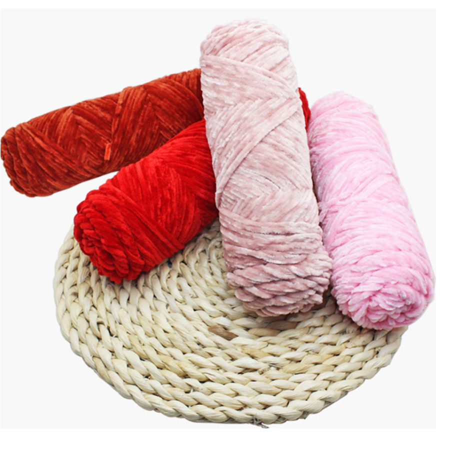 Charmkey wholesale 100% polyester chenille yarn silk chenille yarn chenille for knitting