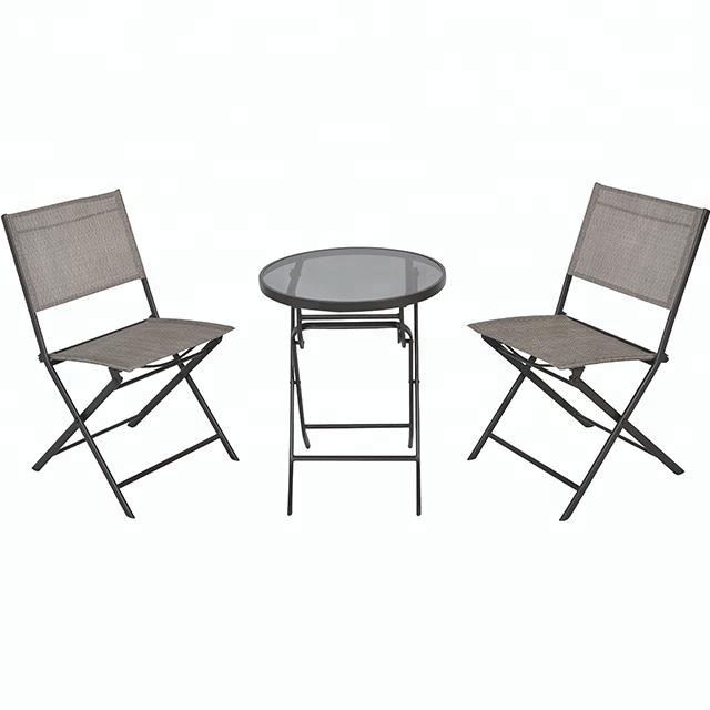 3Pcs Outdoor Folding Chair And Table Bistro Set