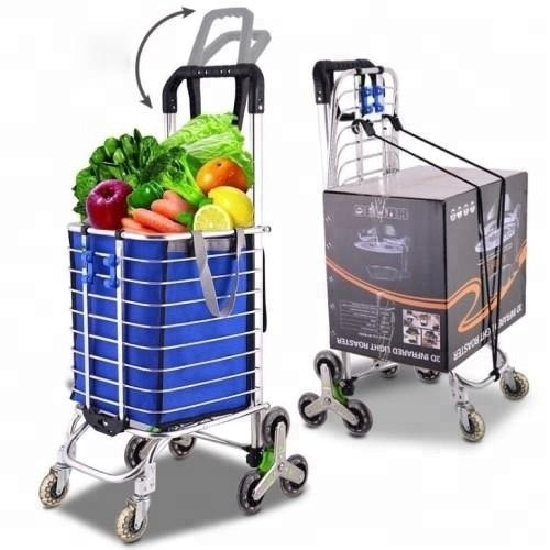 Алюминиевая портативная тележка для продуктов, складная тележка для покупок, тележка для продуктов