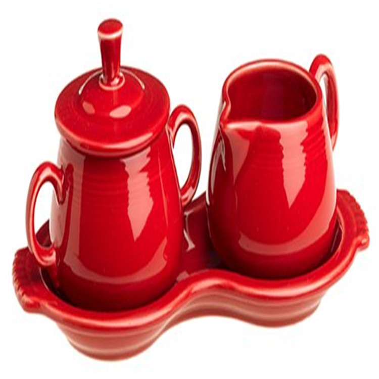 Ceramic Sugar and Creamer with Tray