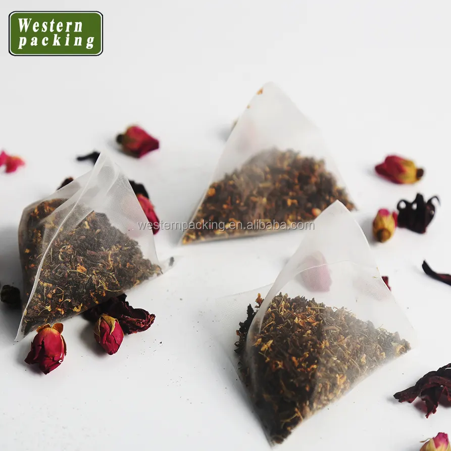 empty nylon triangle tea bags, Nylon Triangle tea bag with string, Mini sachet Empty Nylon Tea Bags