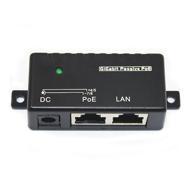 Инжектор питания Ethernet POE 24 В 48 В, 1000 Мбит/с, один порт, черный цвет