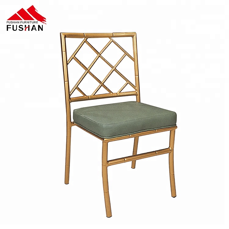 Factory sale stackable gold wedding banquet chair tiffany aluminum outdoor