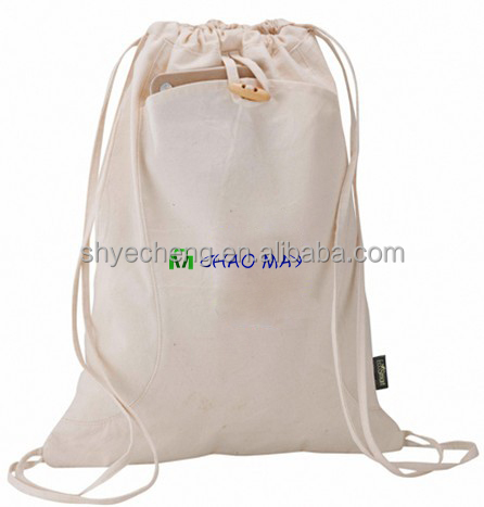 Органическая мода оптовая продажа Хлопок Ткань сумка drawstring сумка хозяйственная сумка