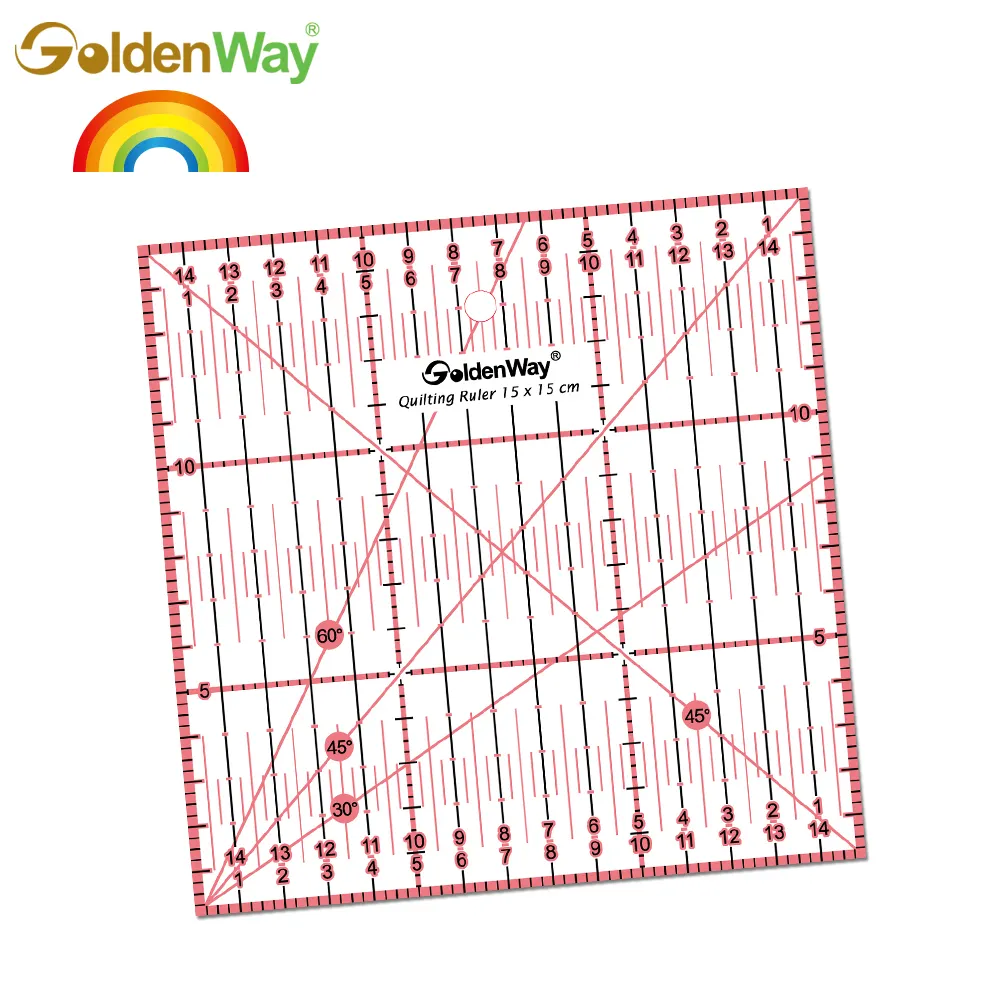 New Launched 5 Colors Patchwork Square Quilting Ruler For Fabric Cutting