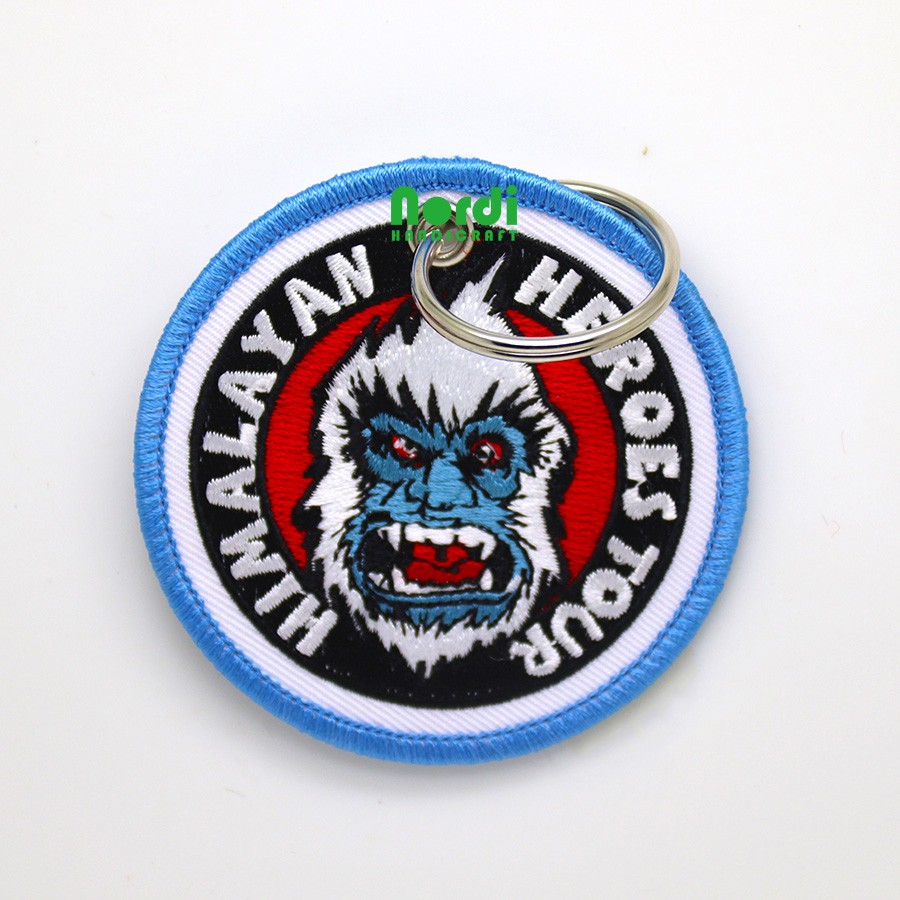Promotional Gift Keyring Custom Logo Fashionable Jet Tag Woven Embroidery Fabric Key Chain Key Tag