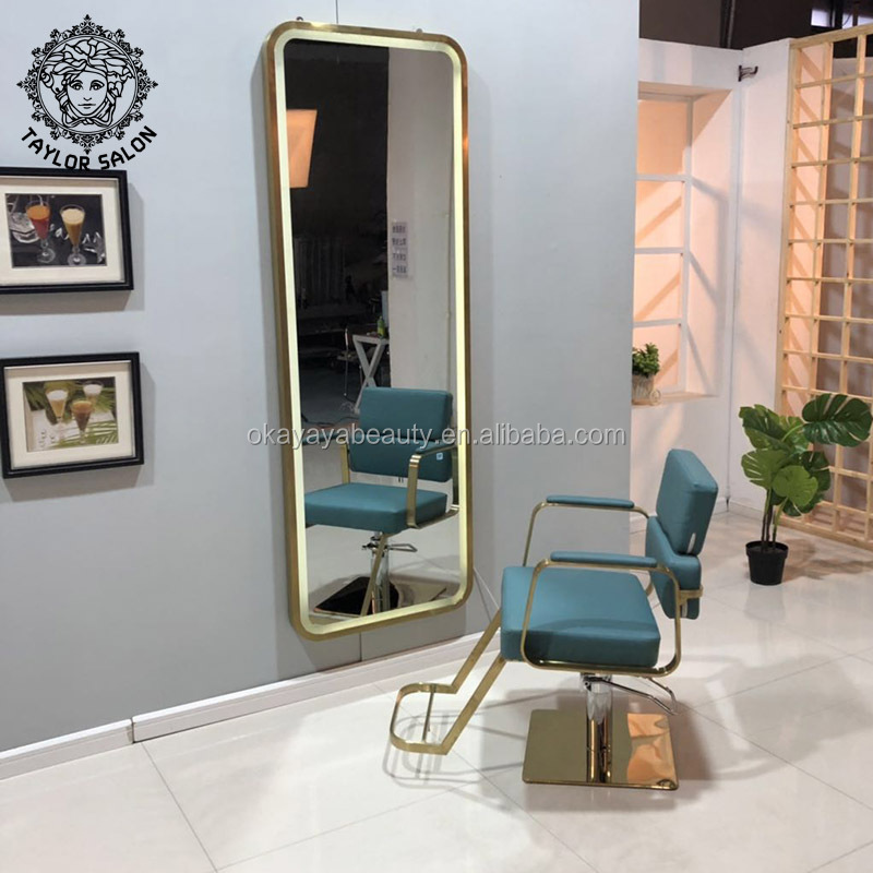 Оптовая продажа Hair Styler станций салон зеркала золото Парикмахерская станции салонное зеркало станция со светодиодной подсветкой